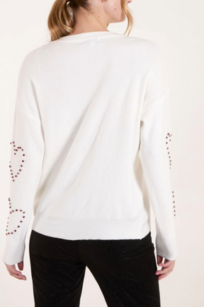 Rhinestone Heart Knit Jumper