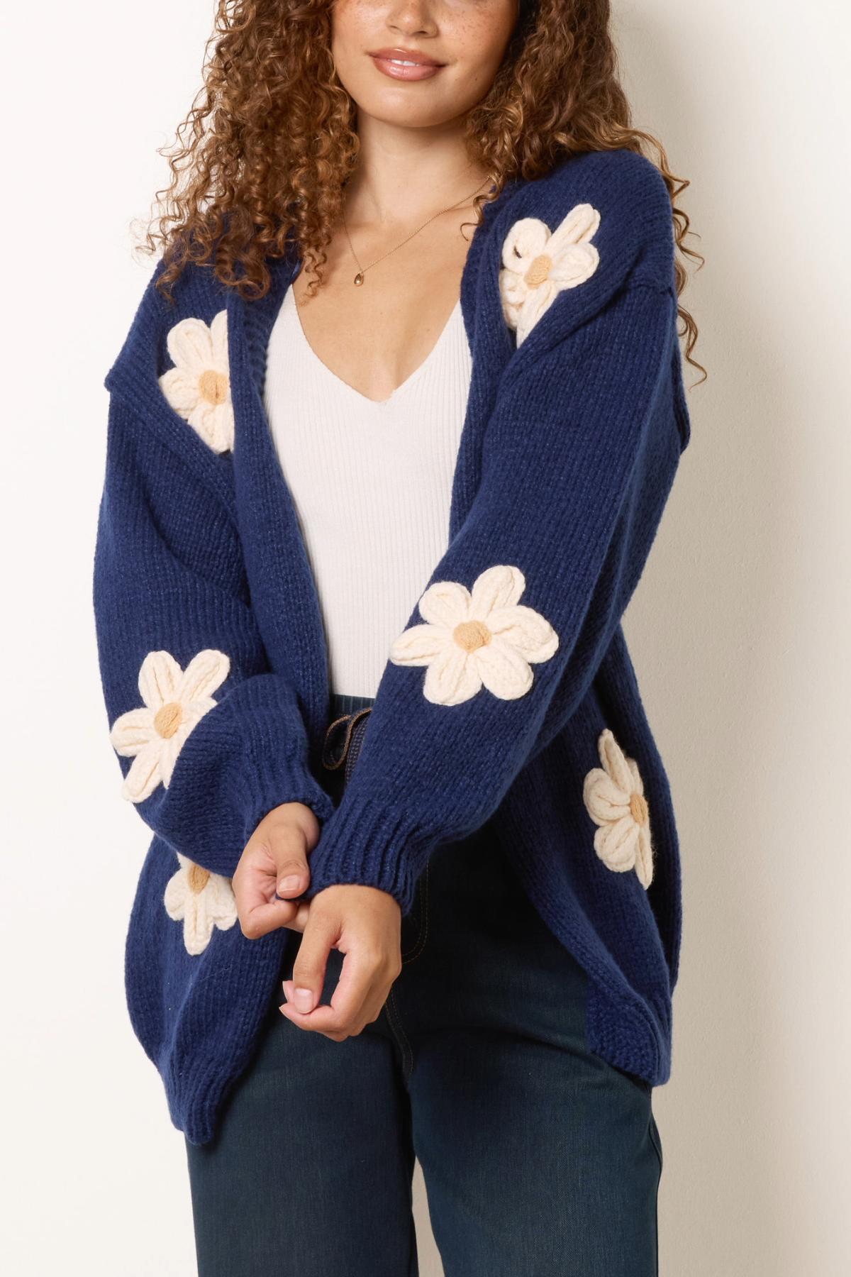 Daisy Knit Flower Cardigan