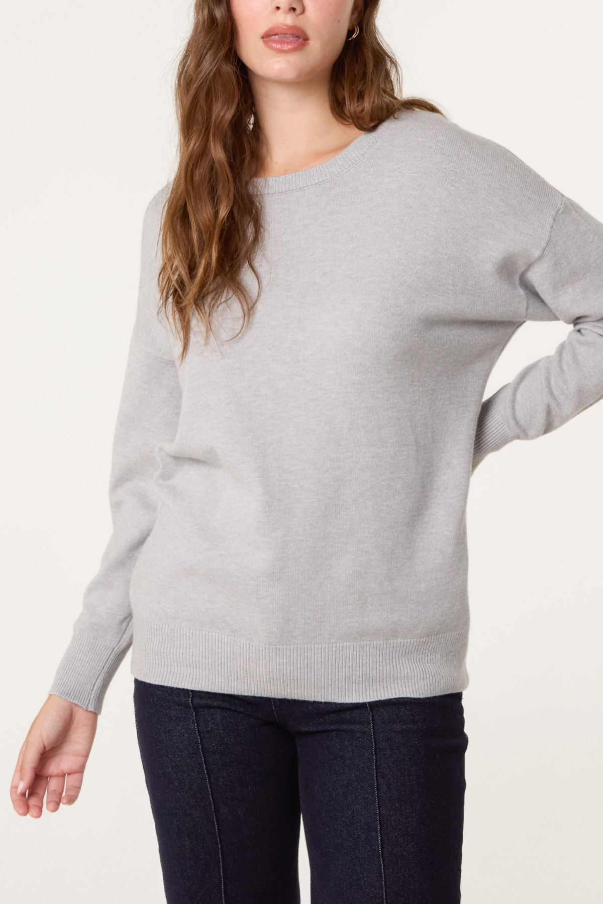 Ribbed Round Neck Knit Jumper