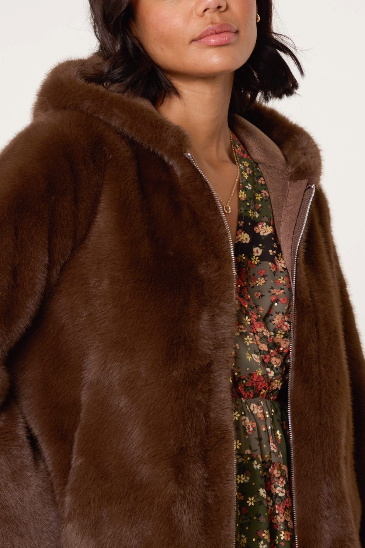 Zip-Through Faux Fur Jacket