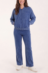 Acid Wash Bomber Sweatshirt & Jogger Set