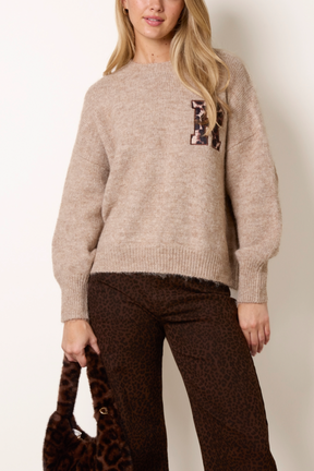 Animal "Harvard" Embroidery Knit Jumper