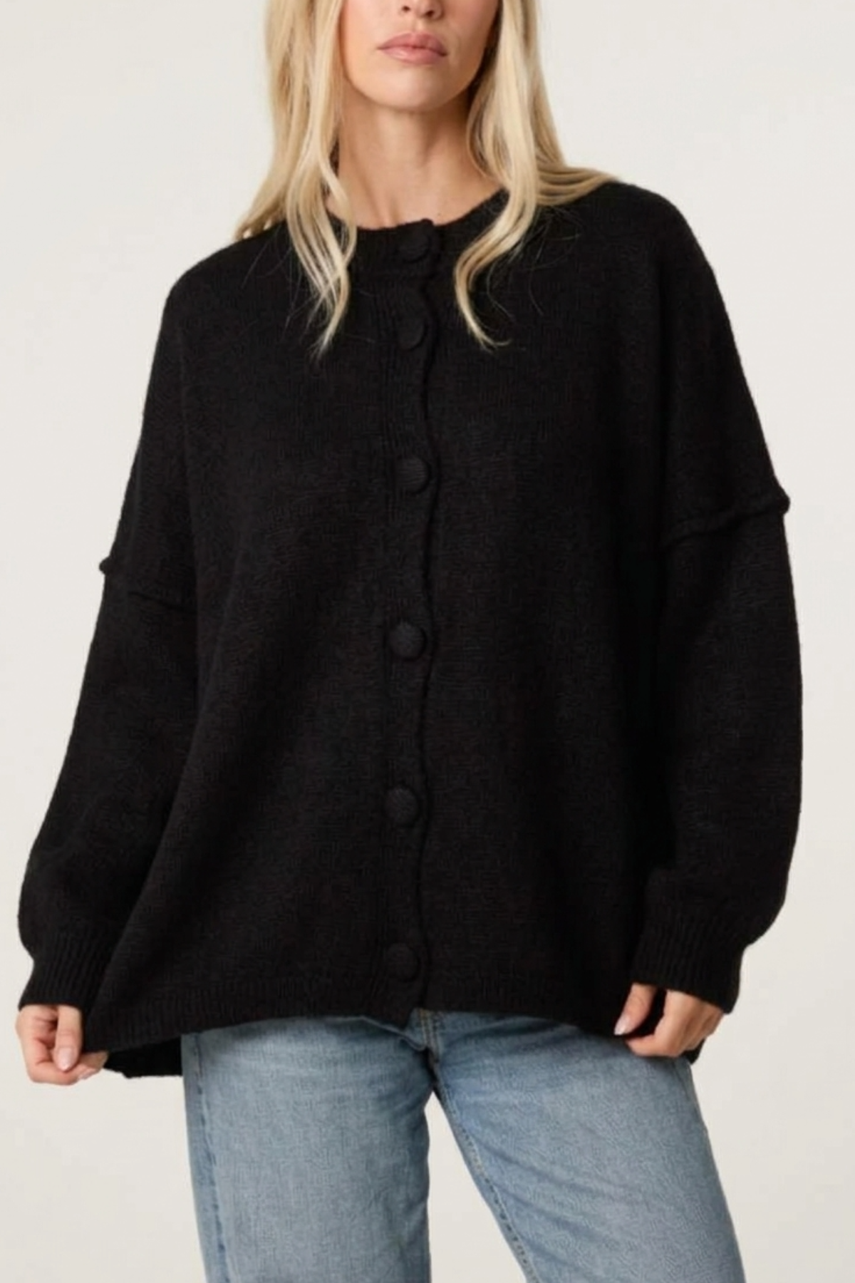 Oversized Drop Shoulder Knit Cardigan