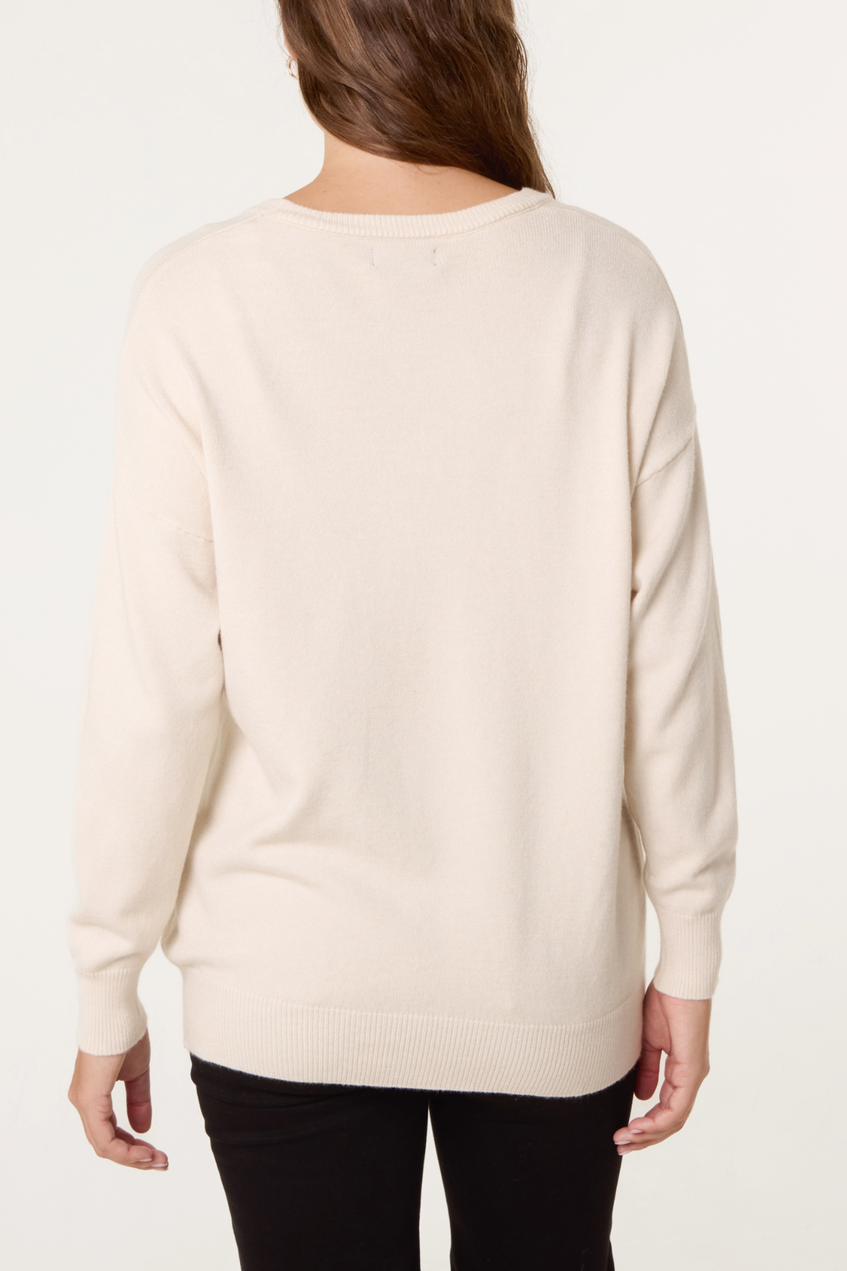 Ribbed Round Neck Knit Jumper