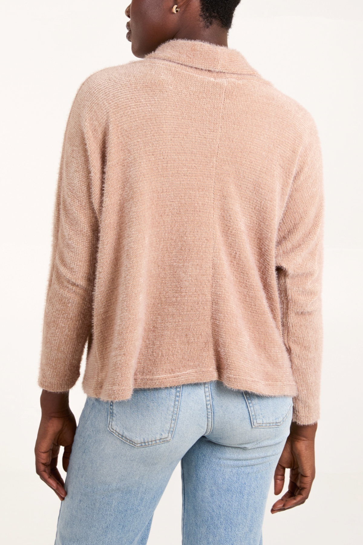 High Neck Fluffy Knit Jumper