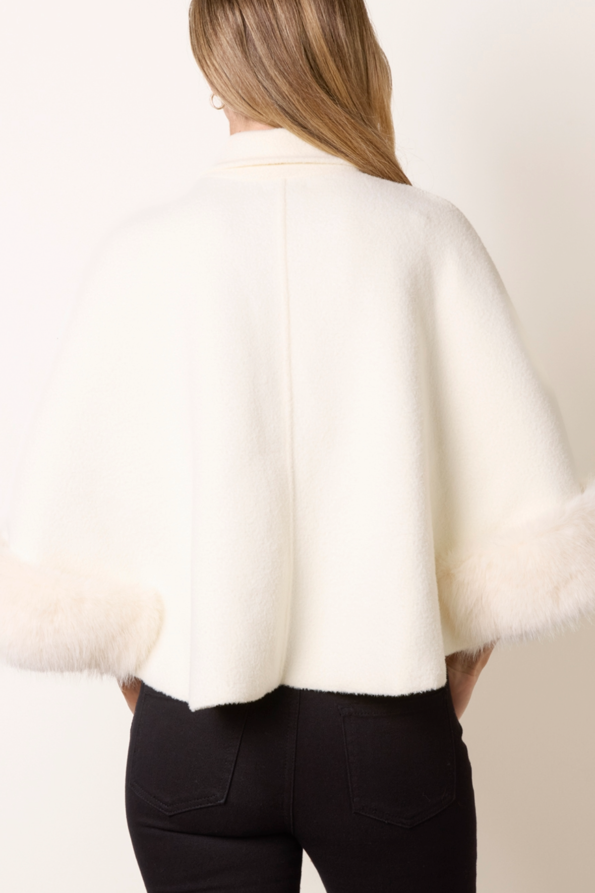 Golden Buttons Faux Fur Cape