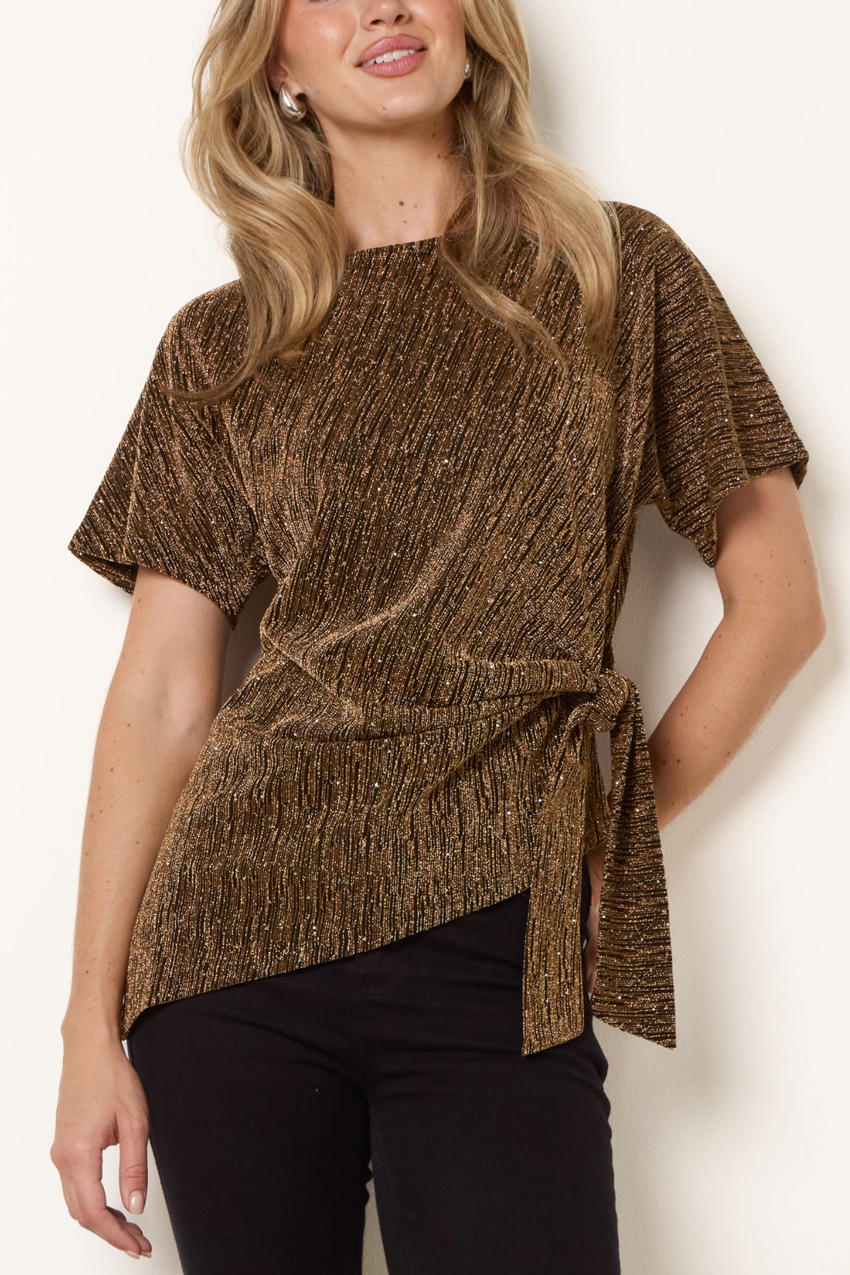 Rhinestone Side Tie Top
