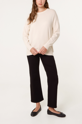 Ribbed Round Neck Knit Jumper