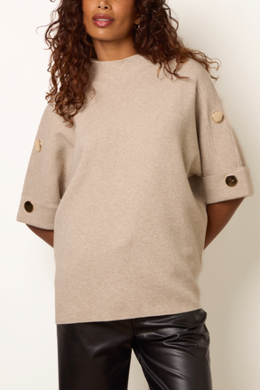 Short Sleeve Button Detail Jumper