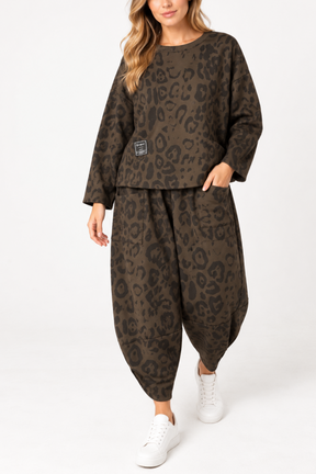 Leopard Print Jumper & Cuff Trouser Set