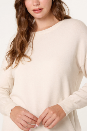 Ribbed Round Neck Knit Jumper