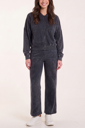 Acid Wash Bomber Sweatshirt & Jogger Set