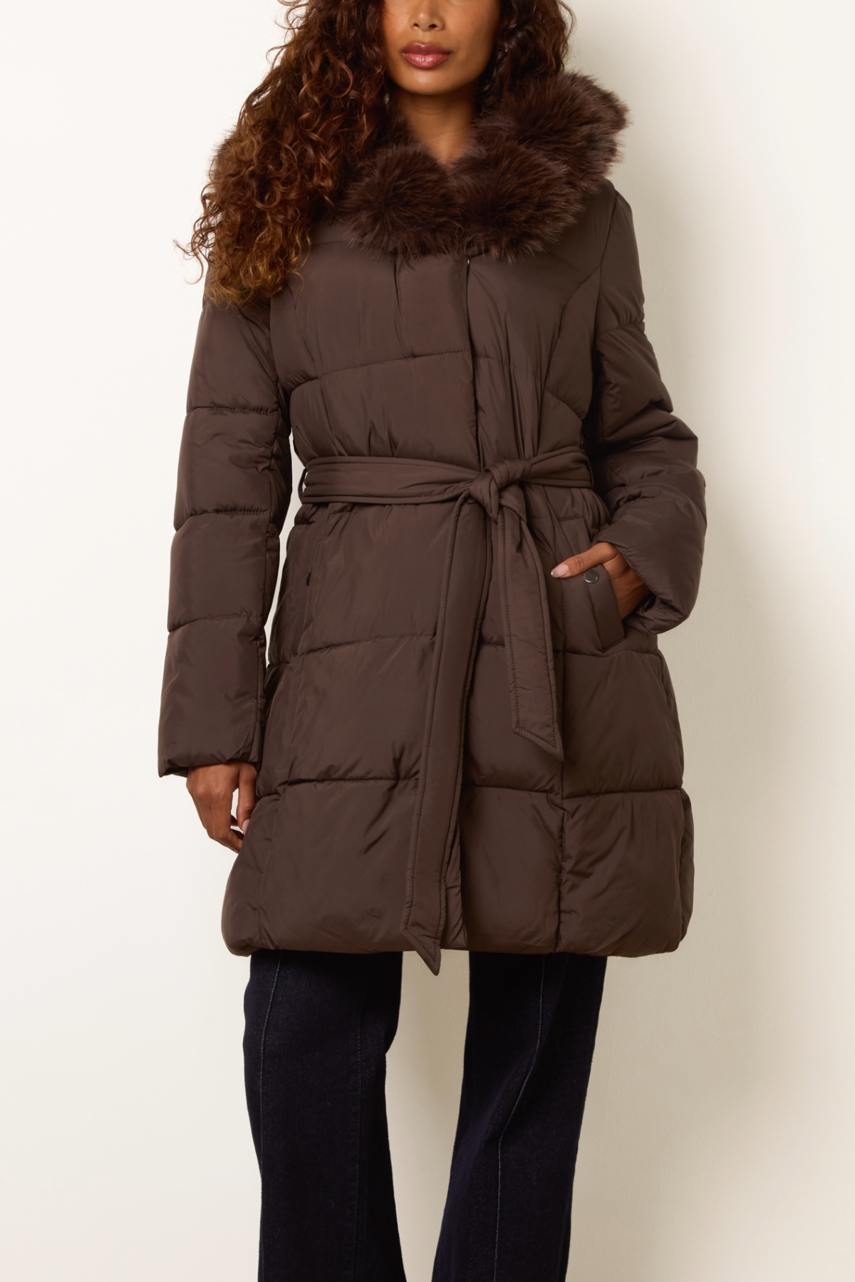 Pelted Fur Short Puffer Jacket