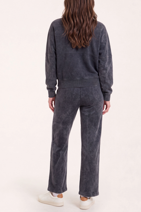 Acid Wash Bomber Sweatshirt & Jogger Set