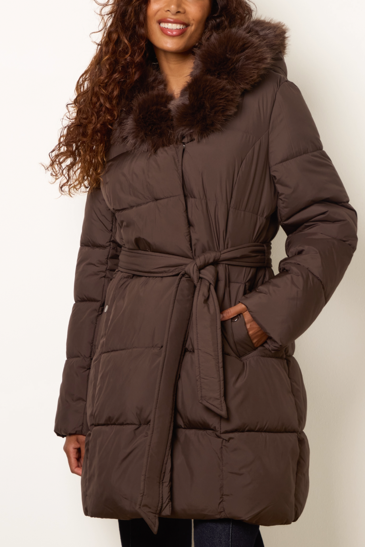 Pelted Fur Short Puffer Jacket