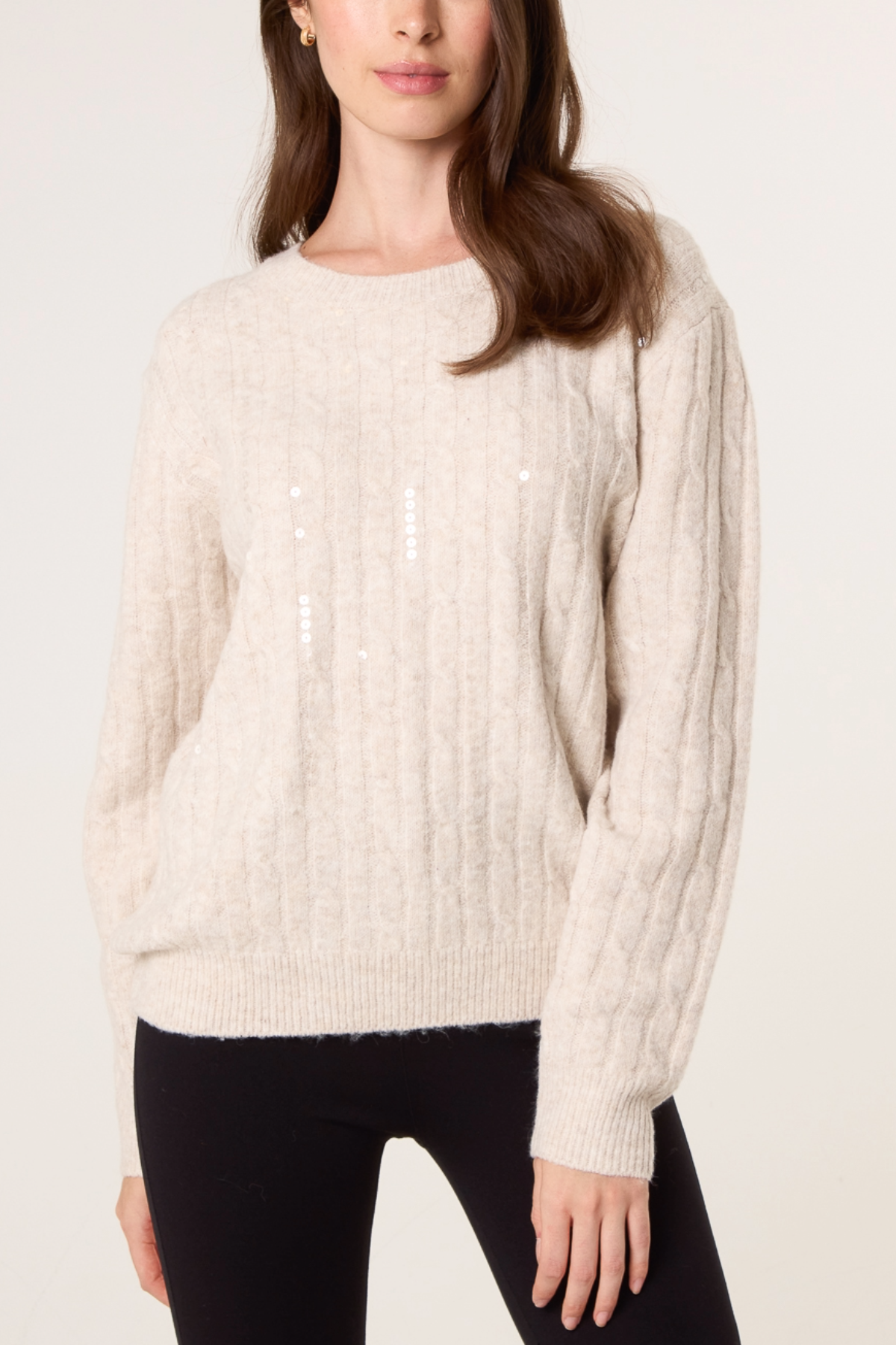 Dainty Sequins Round Neck Knit Jumper