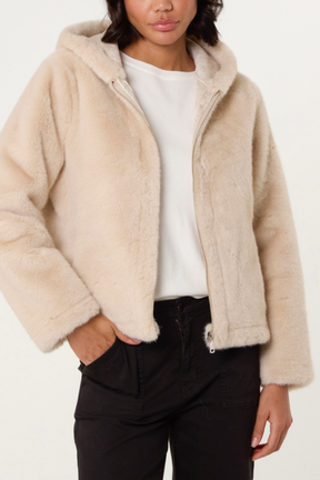 Zip-Through Faux Fur Jacket