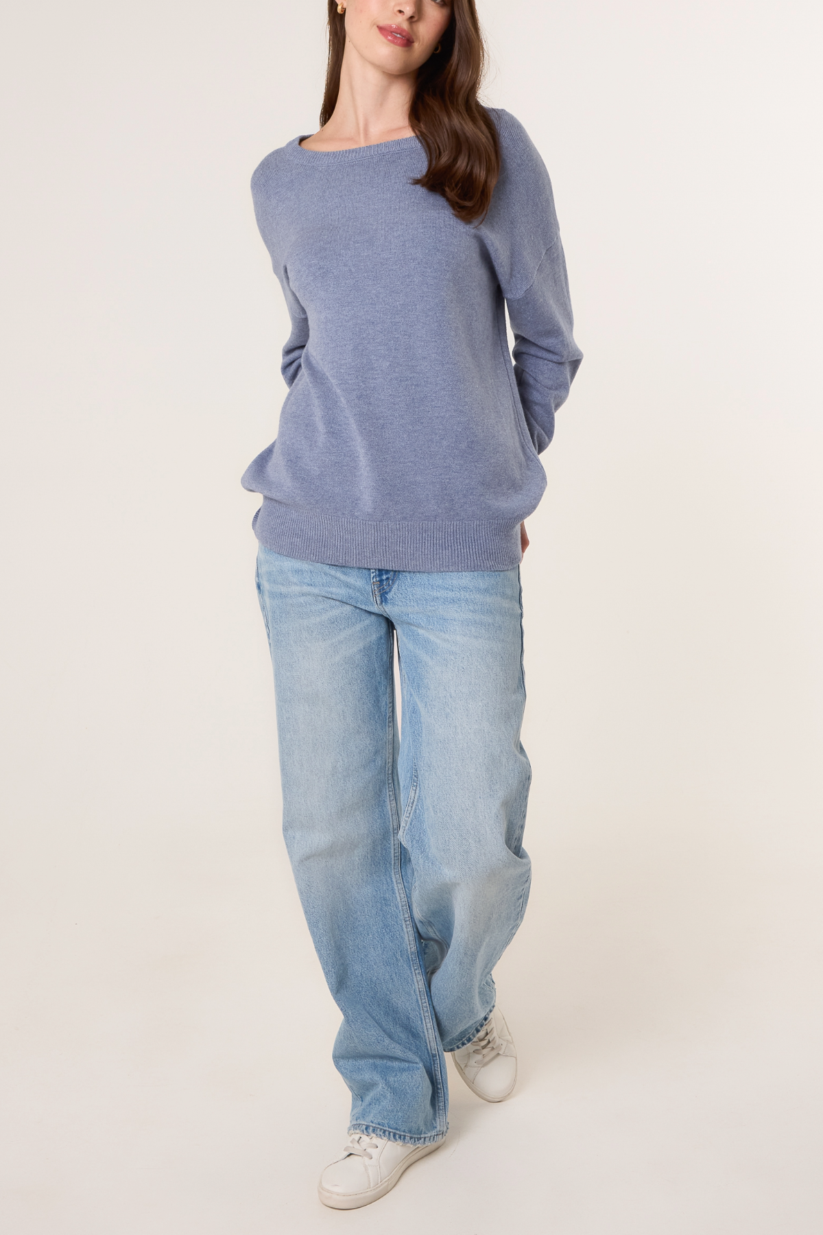 Ribbed Round Neck Knit Jumper
