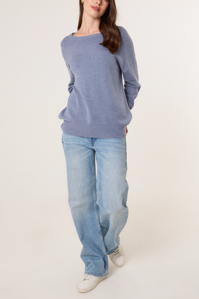 Ribbed Round Neck Knit Jumper