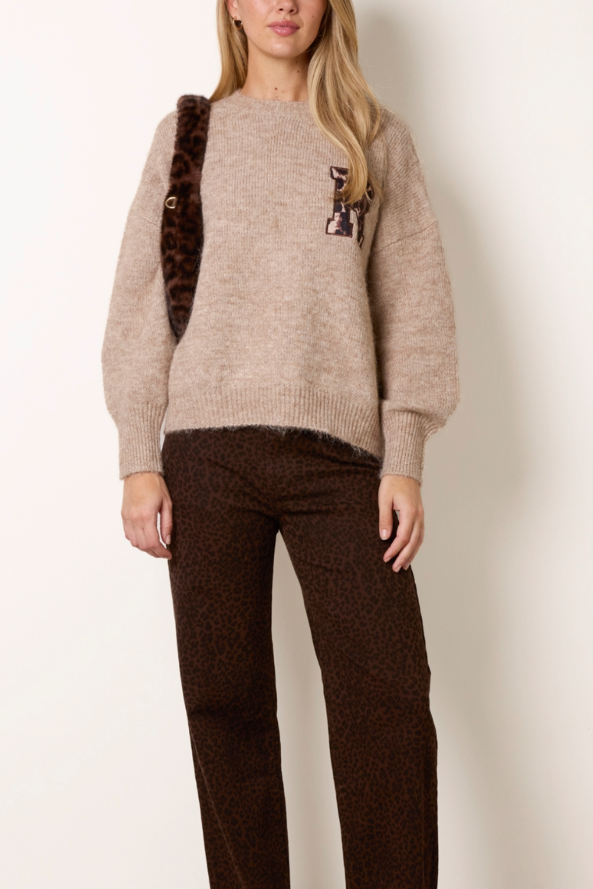 Animal "Harvard" Embroidery Knit Jumper