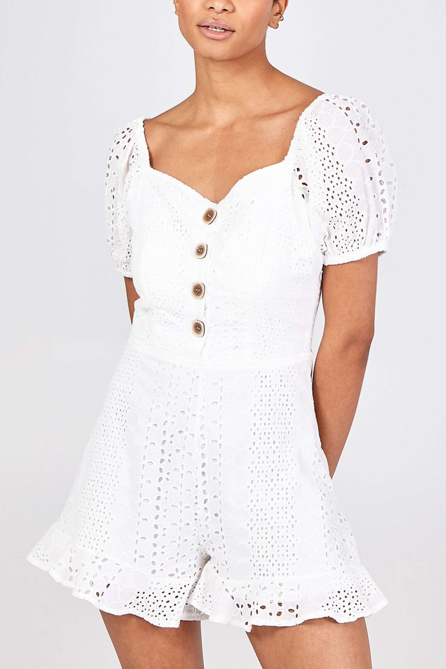 Broderie Anglaise Square Neck Playsuit