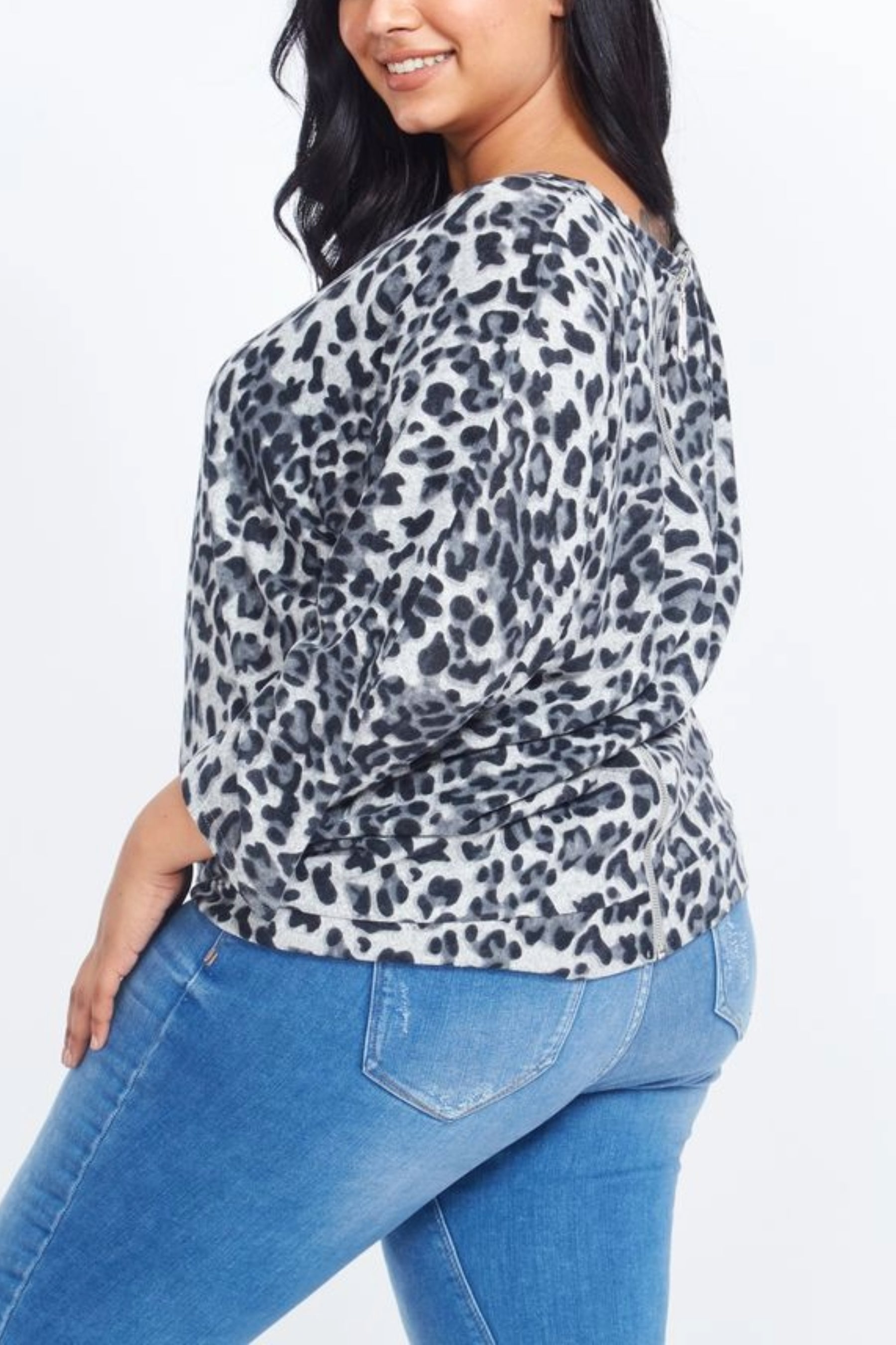 Leopard Zip Batwing With Hemband