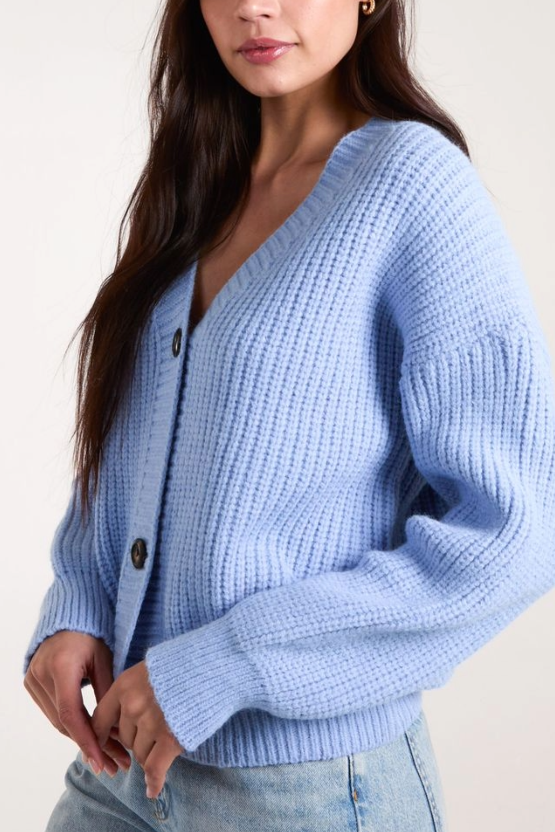 V-Neck Button Up Knit Cardigan