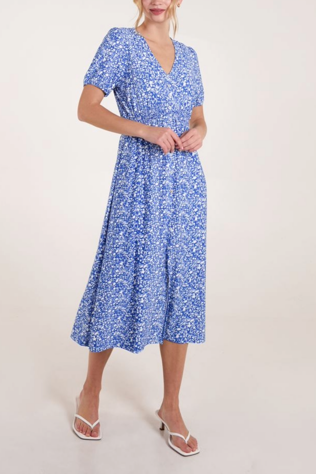 Ditsy Floral Split Front Midi Dress