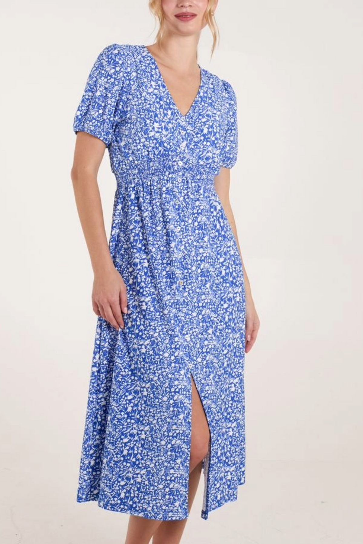 Ditsy Floral Split Front Midi Dress