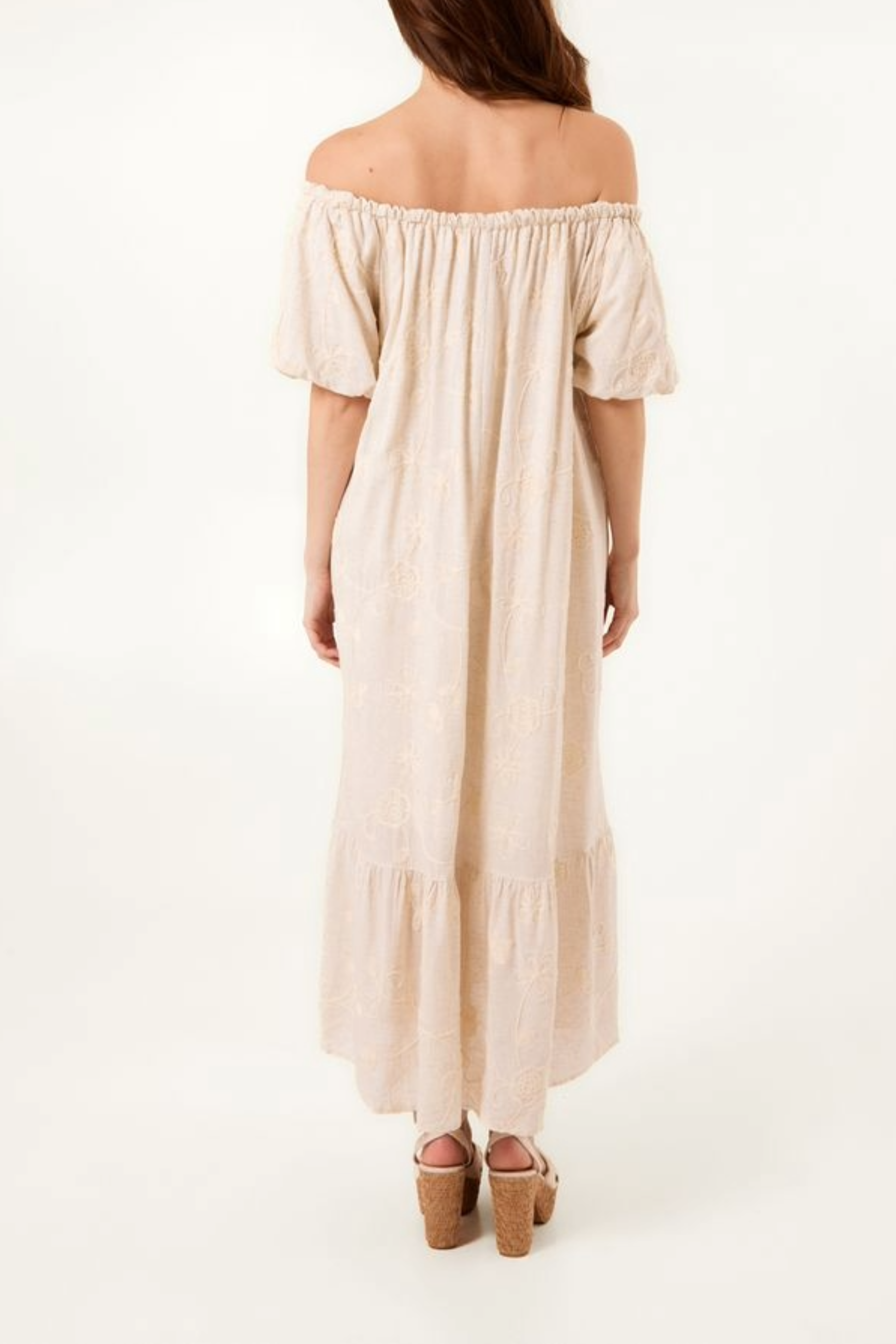 Bardot Embroidery Linen Maxi Dress