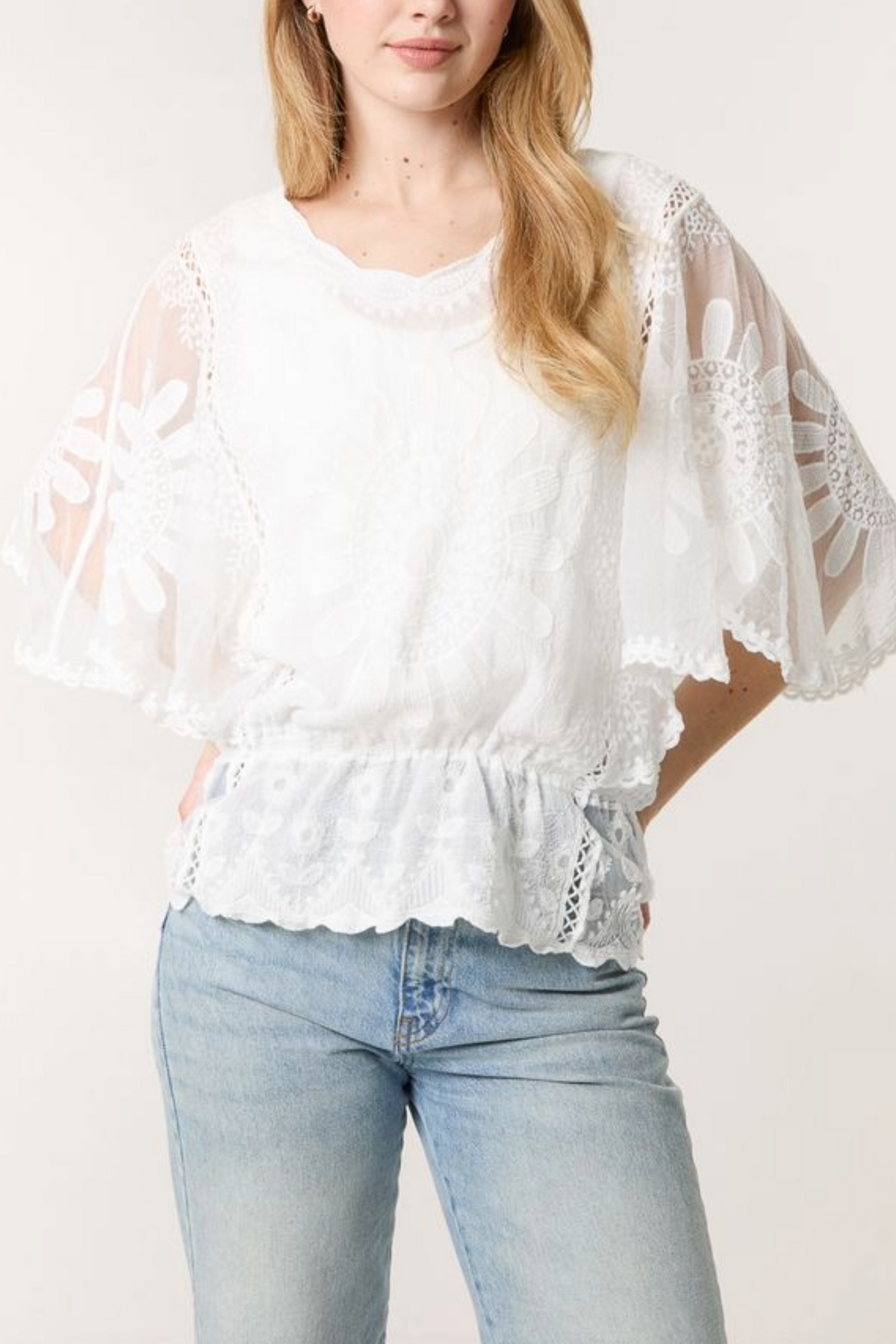 Sunflower Lace Sleeve Blouse