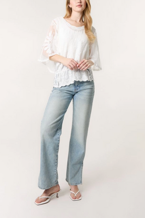 Sun Flower Lace Sleeve Blouse