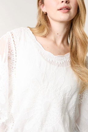 Sun Flower Lace Sleeve Blouse