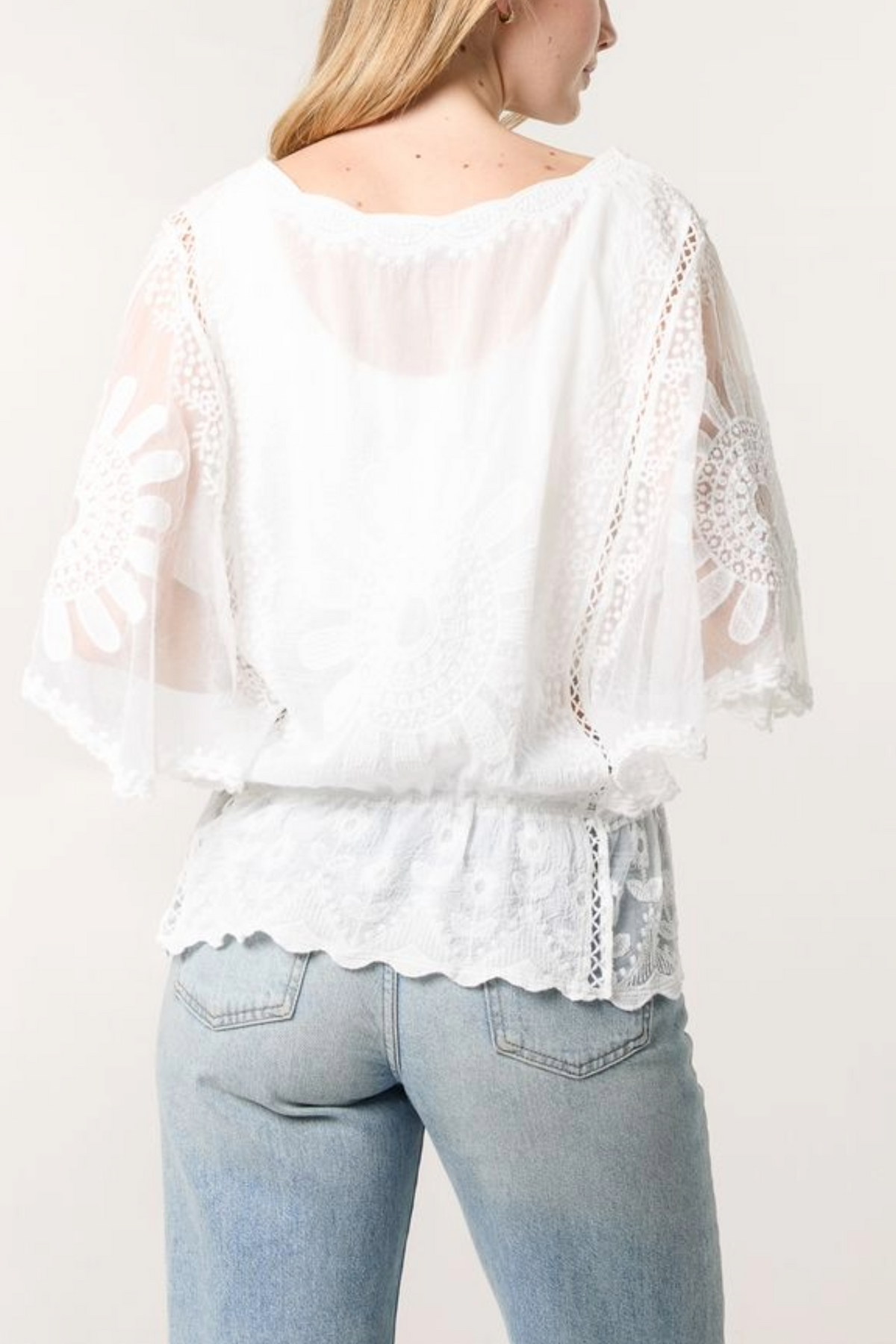 Sun Flower Lace Sleeve Blouse