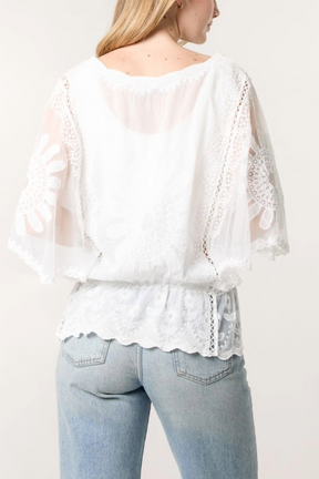 Sun Flower Lace Sleeve Blouse