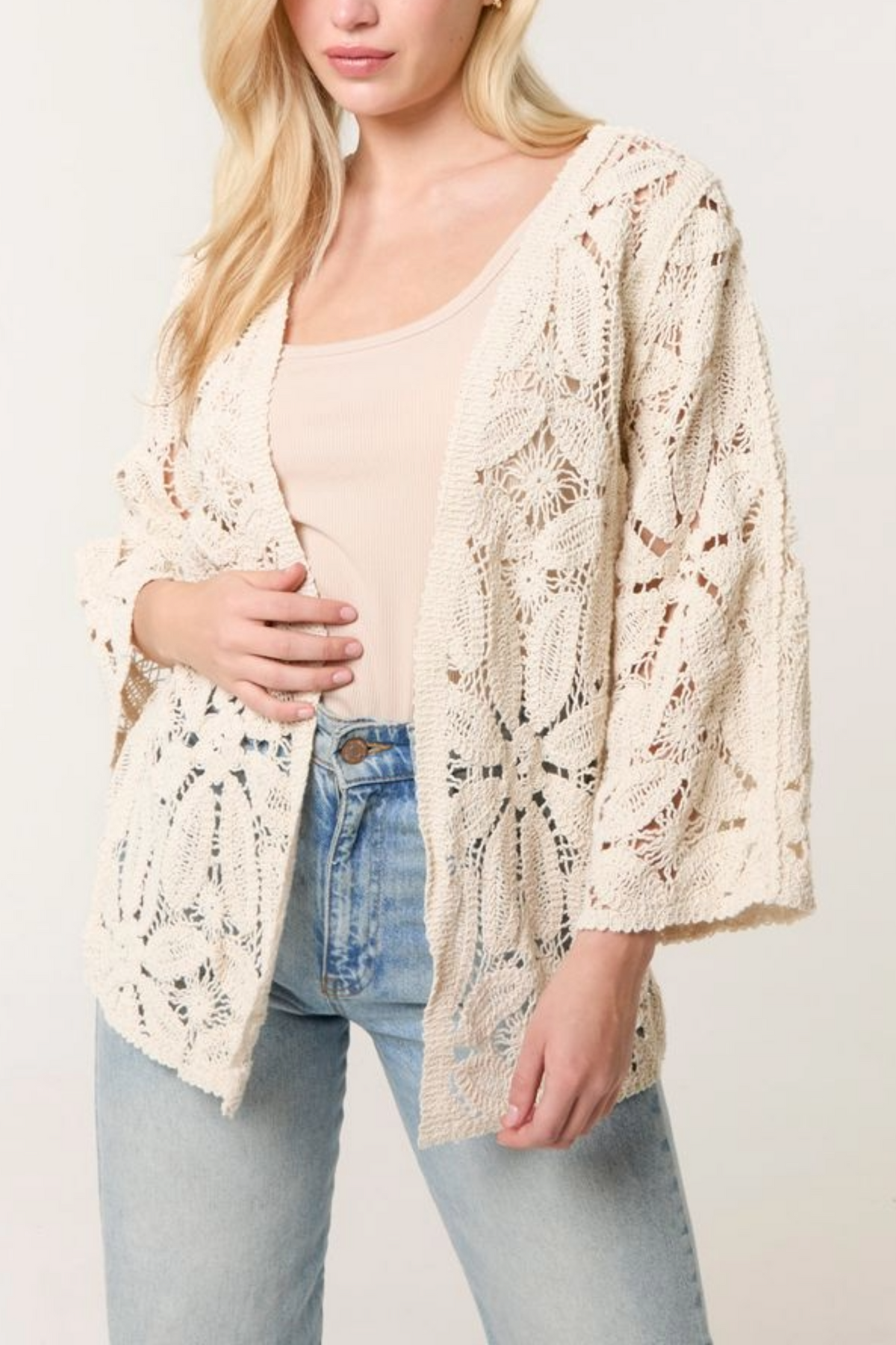 Crochet 3/4 Sleeve Cardigan