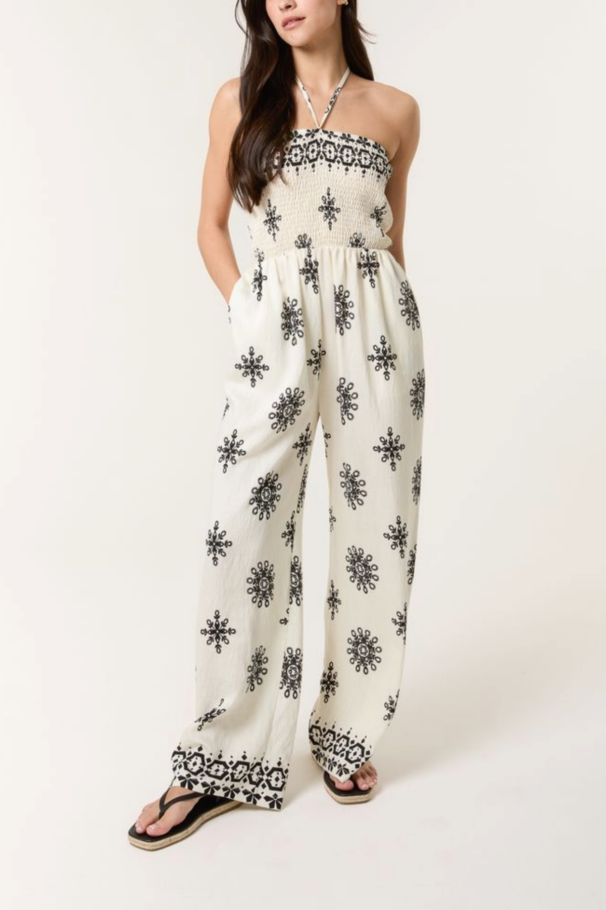 Floral Print Halterneck Mandala Jumpsuit
