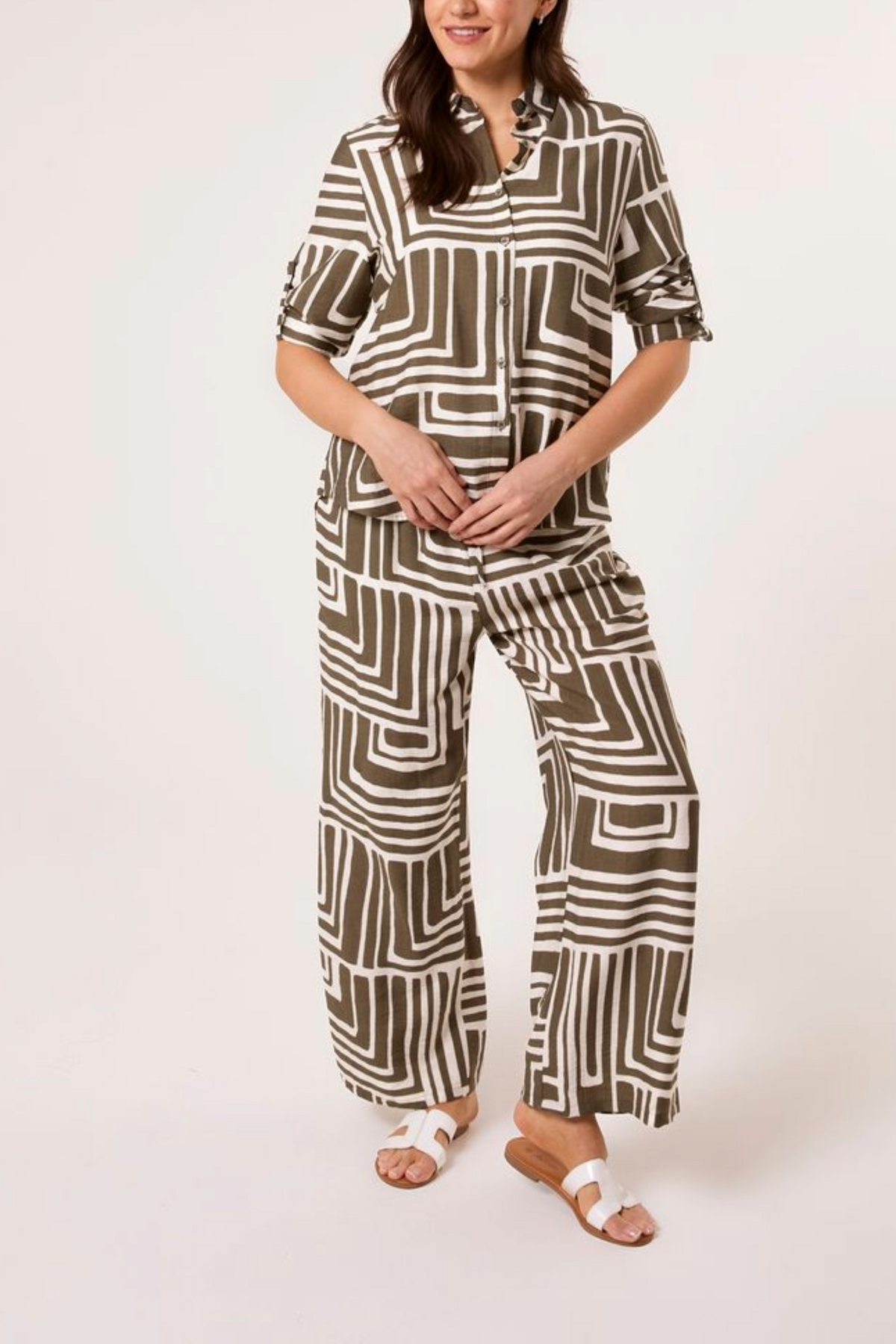 Geometric Print Shirt & Trouser Co-Ord Set