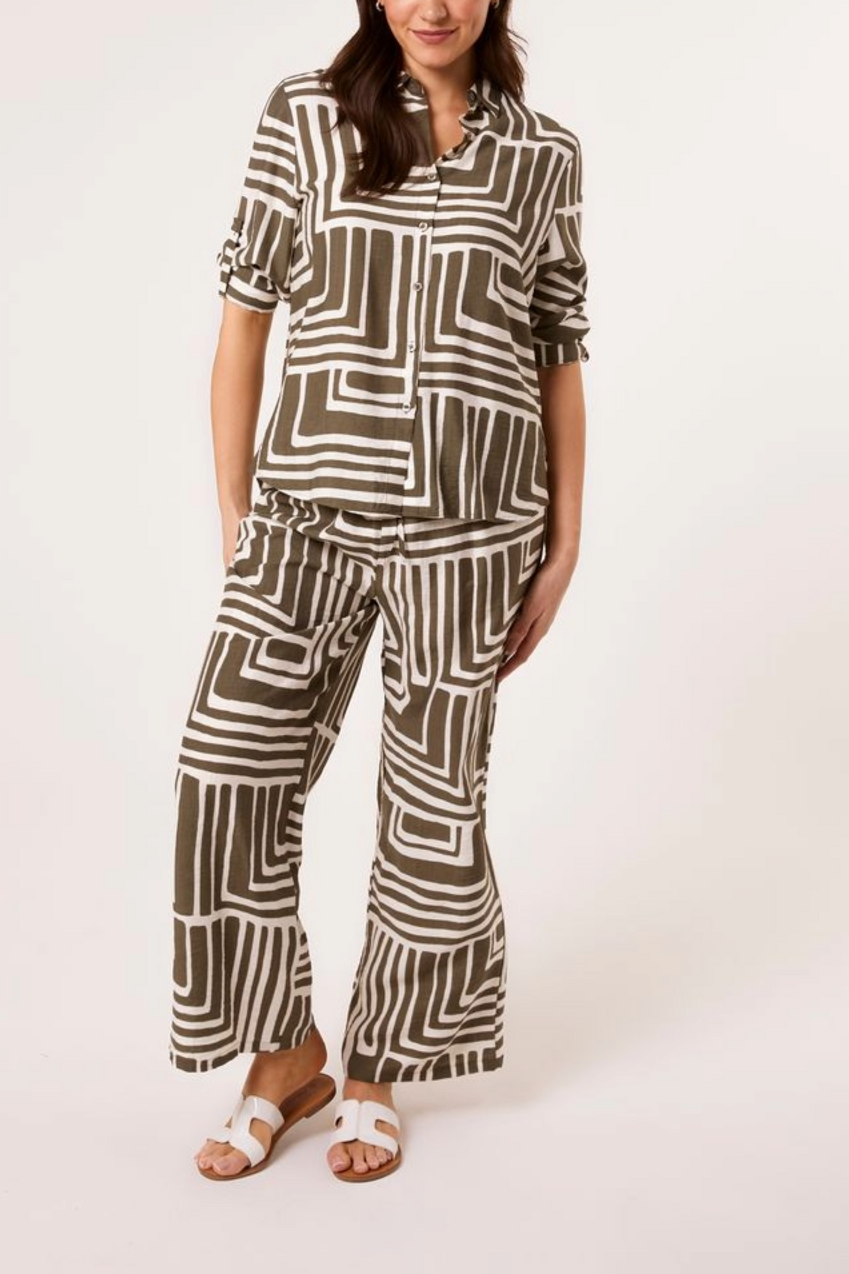 Geometric Print Shirt & Trouser Co-Ord Set