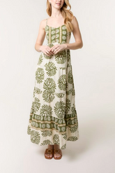 Printed & Gold Detail Strappy Dress
