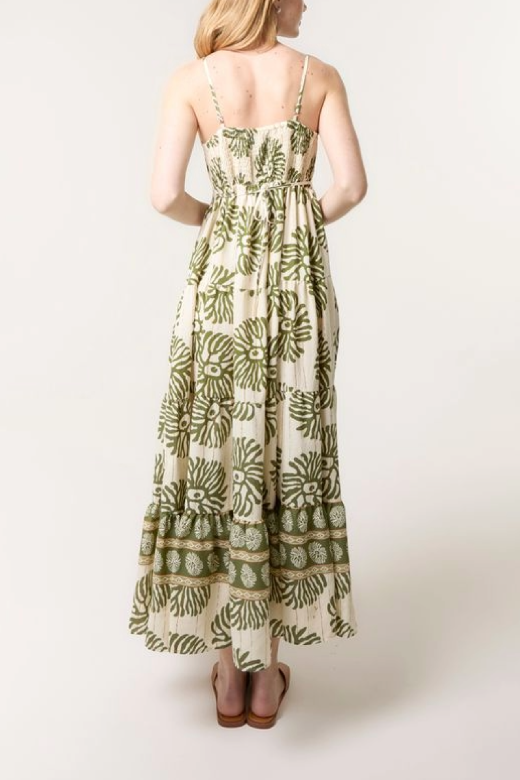 Printed & Gold Detail Strappy Dress