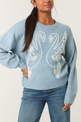 Swan Embroidered Knit Jumper