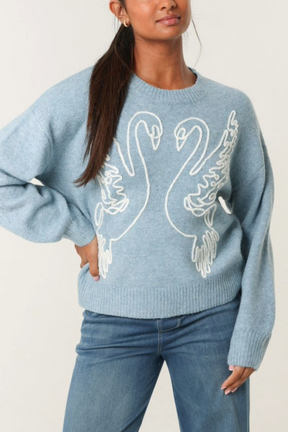 Swan Embroidered Knit Jumper