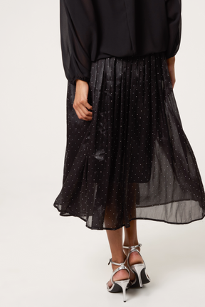 Diamante Embellished Shimmer Midi Skirt