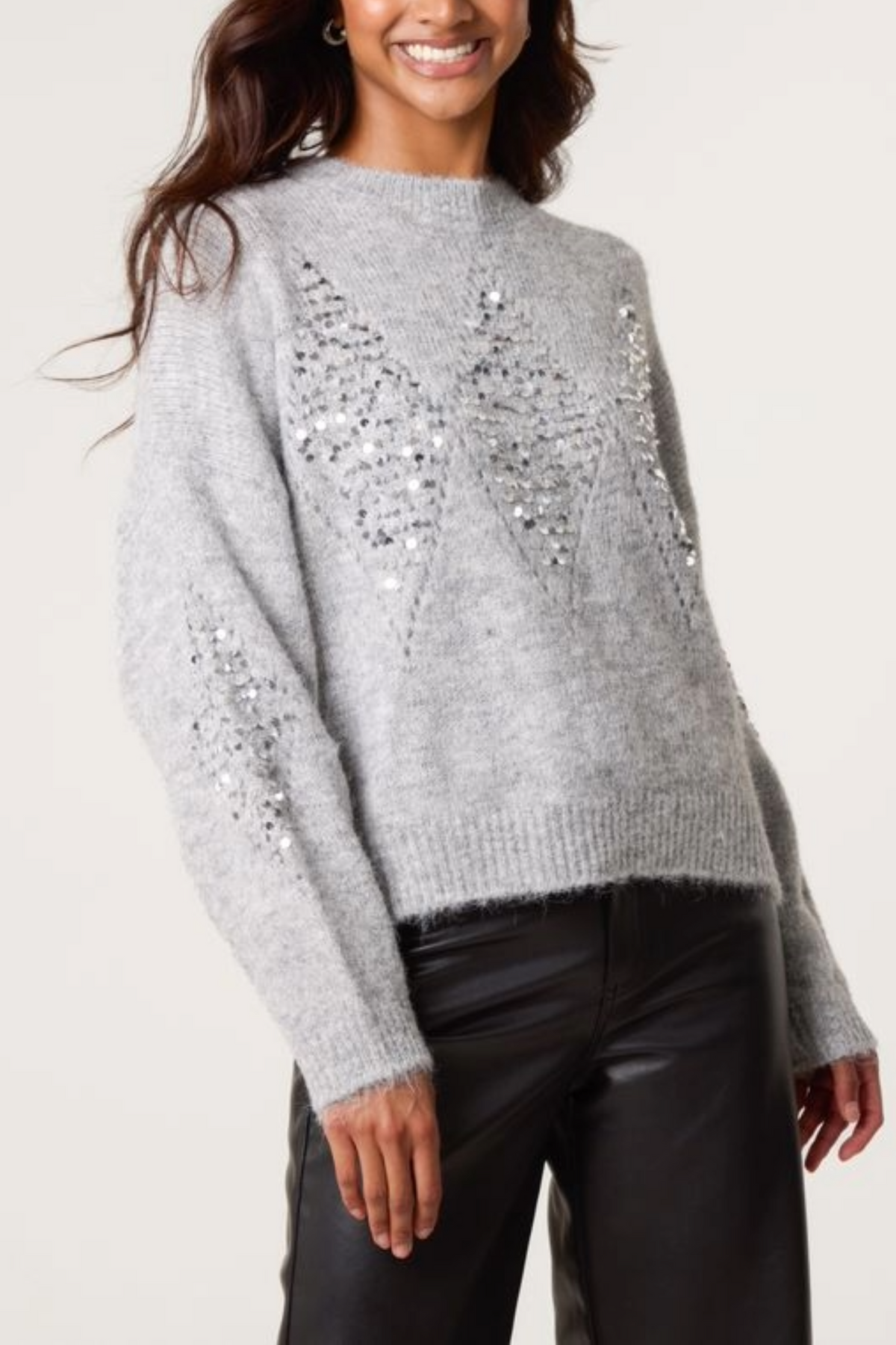 Sequin Diamond Knit Jumper