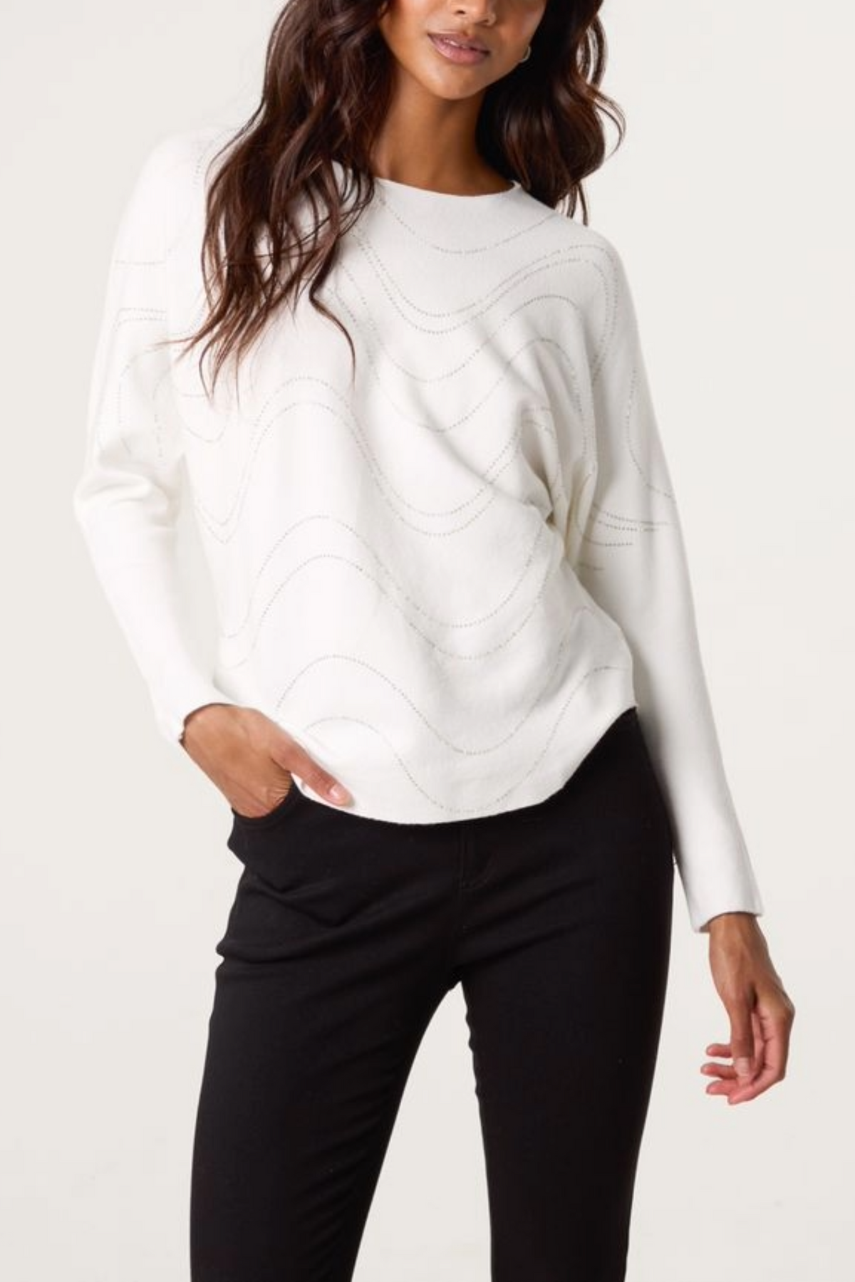 Embellished Swirl Fine Knit Jumper