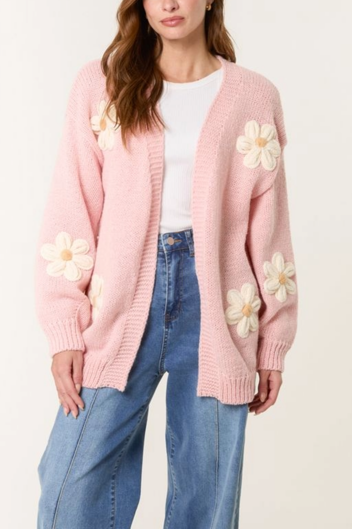 Daisy Large Flower Knit Cardigan