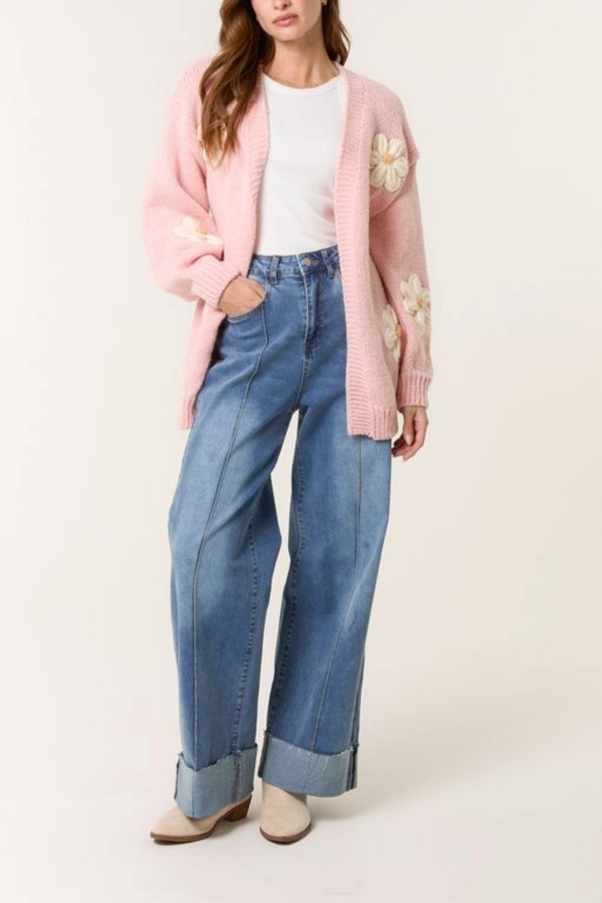 Daisy Large Flower Knit Cardigan