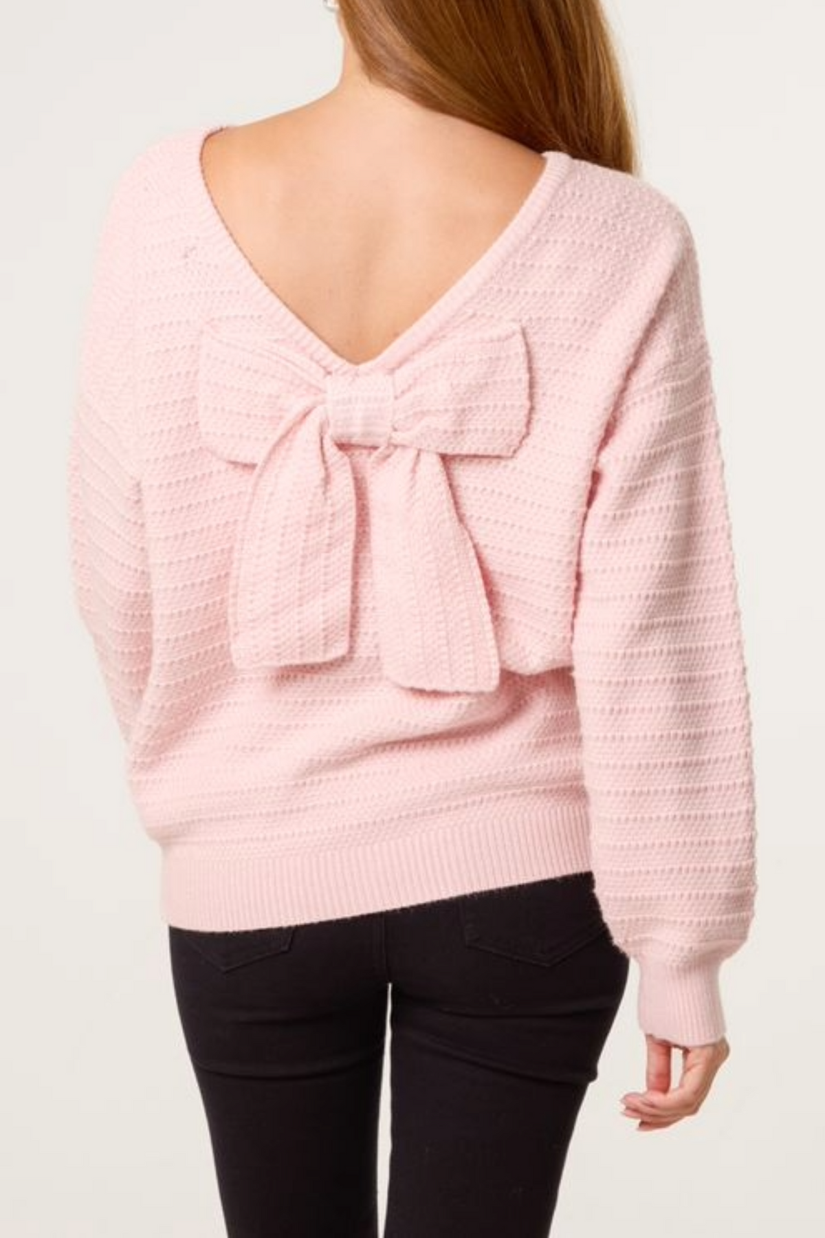 Textured Knit Bow Back Jumper