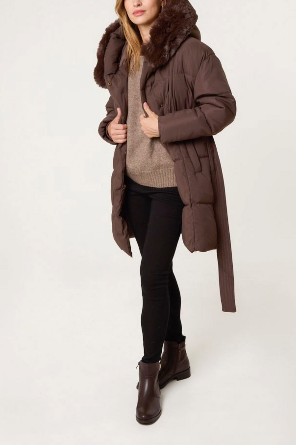 Fur Hood Short Puffer Coat